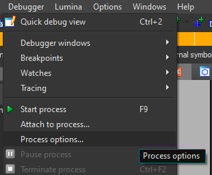 Process options menu