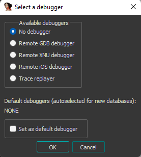 Select debugger menu